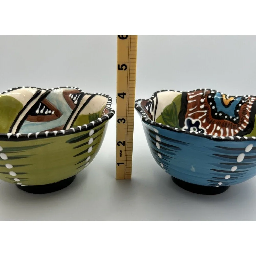 2012 Blue Sky Ceramics Pedestal Scalloped Bowl Heather Goldminc Cereal Bowls - 2